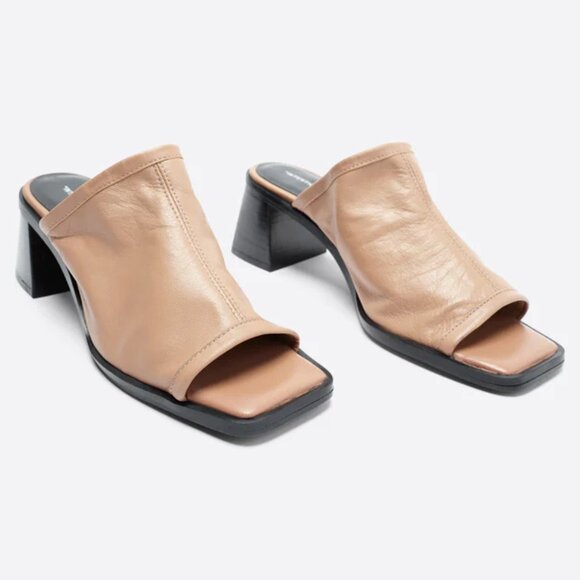 NEW INTENTIONALLY BLANK Made In Spain Leather Adelaide Heeled Sandals bark 253 - Picture 2 of 8